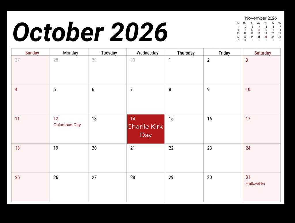 Charlie Kirk - 2026 Calendar with Inspirational Quotes