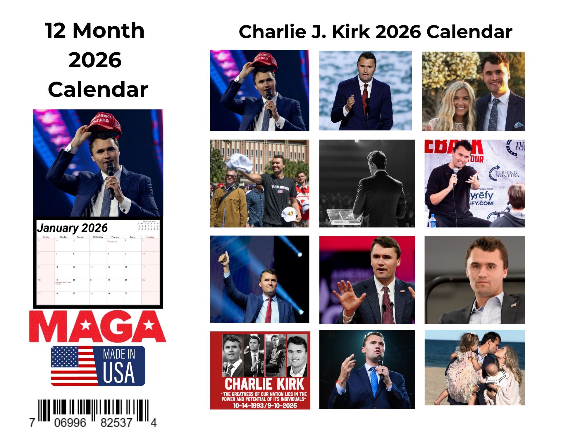 Charlie Kirk - 2026 Calendar with Inspirational Quotes