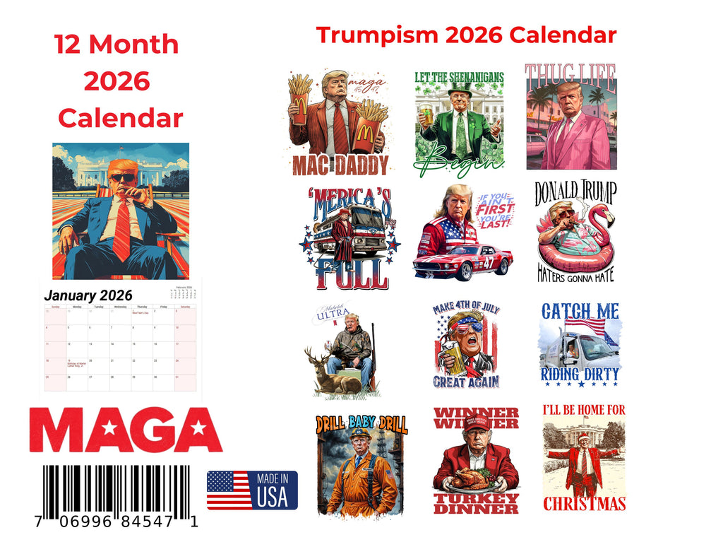 2026 Trumpism Wall Calendar – Patriotic America-First Calendar Featuring Donald Trump – 12-Month Political Gift – Made in USA