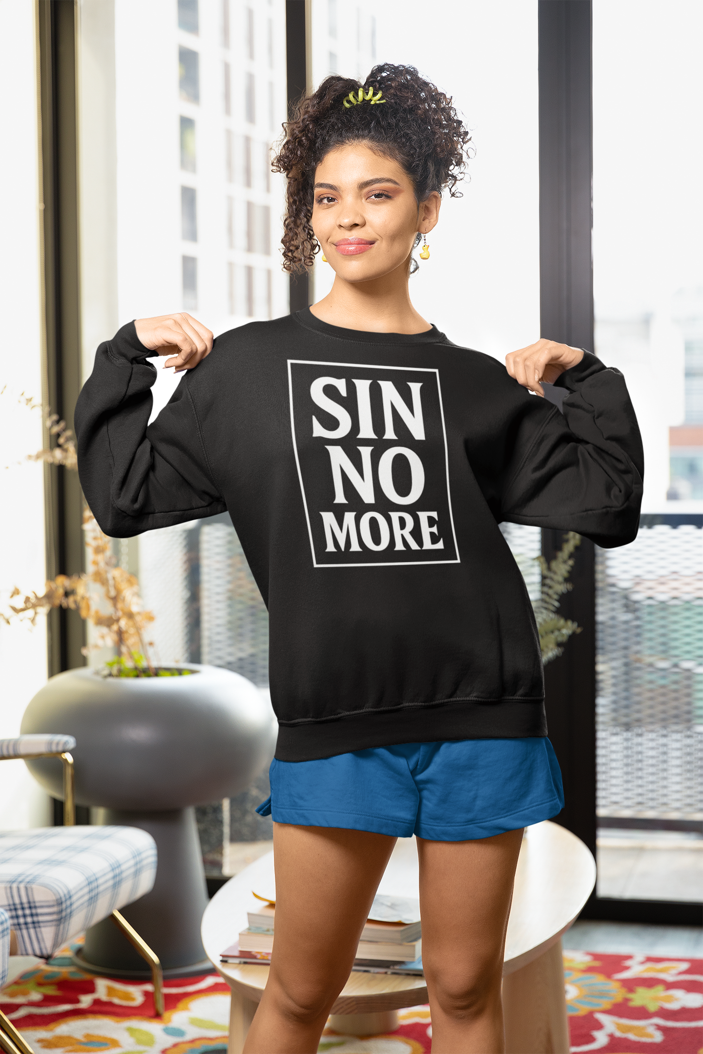 Sin No More Sweatshirt – Bold Faith-Based Statement Tee