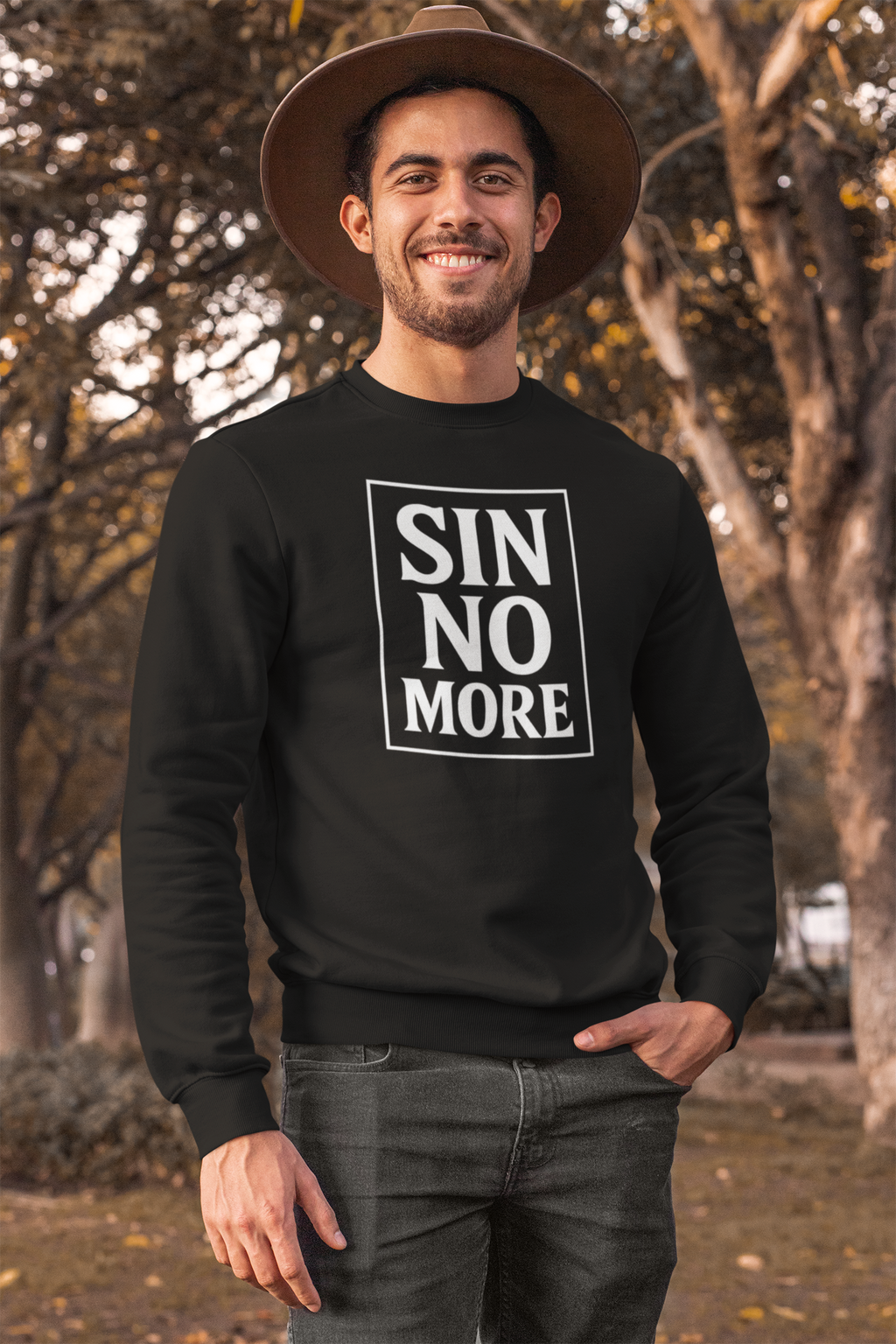 Sin No More Sweatshirt – Bold Faith-Based Statement Tee
