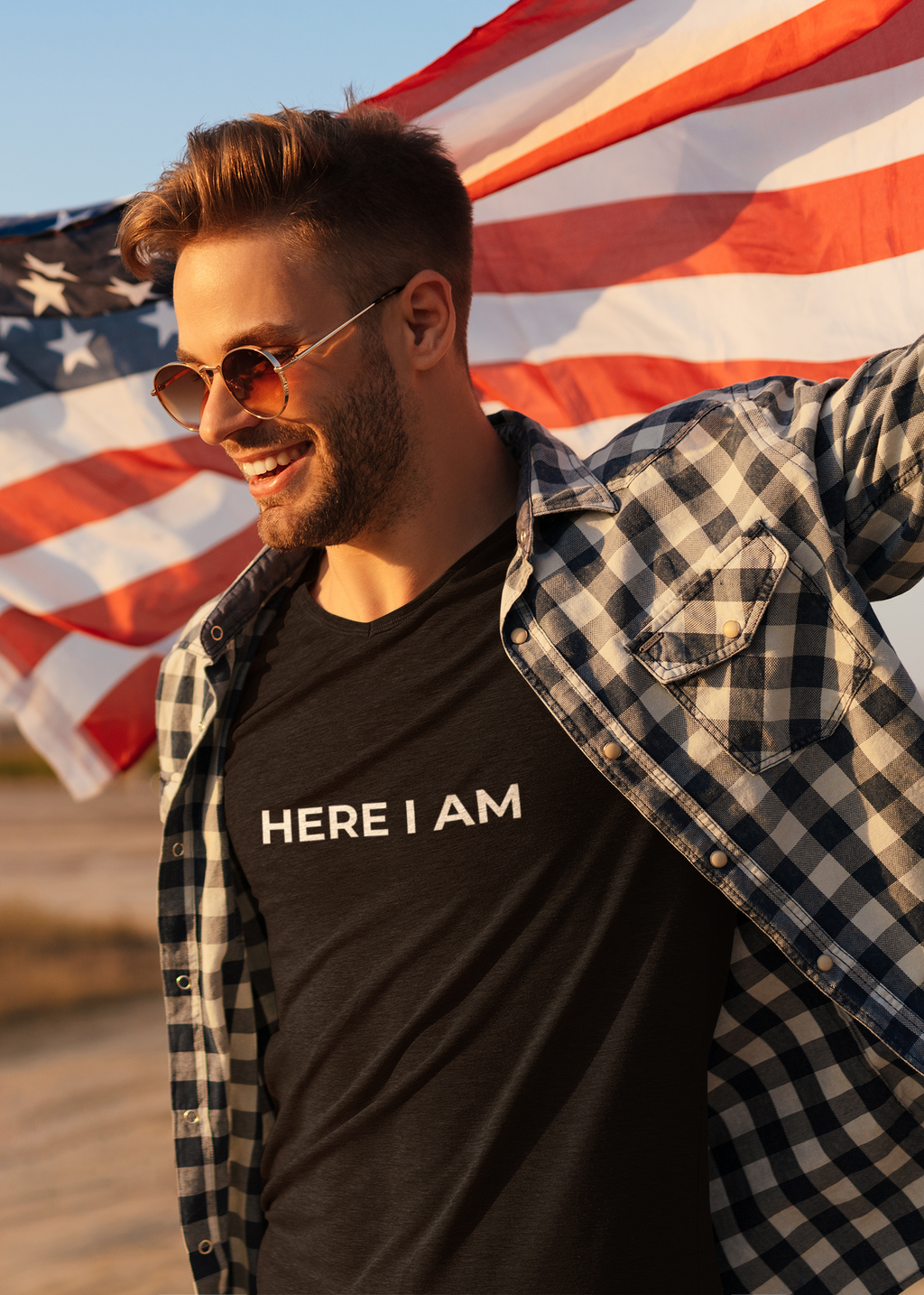 Here I Am T-Shirt – Minimal Faith Statement Tee