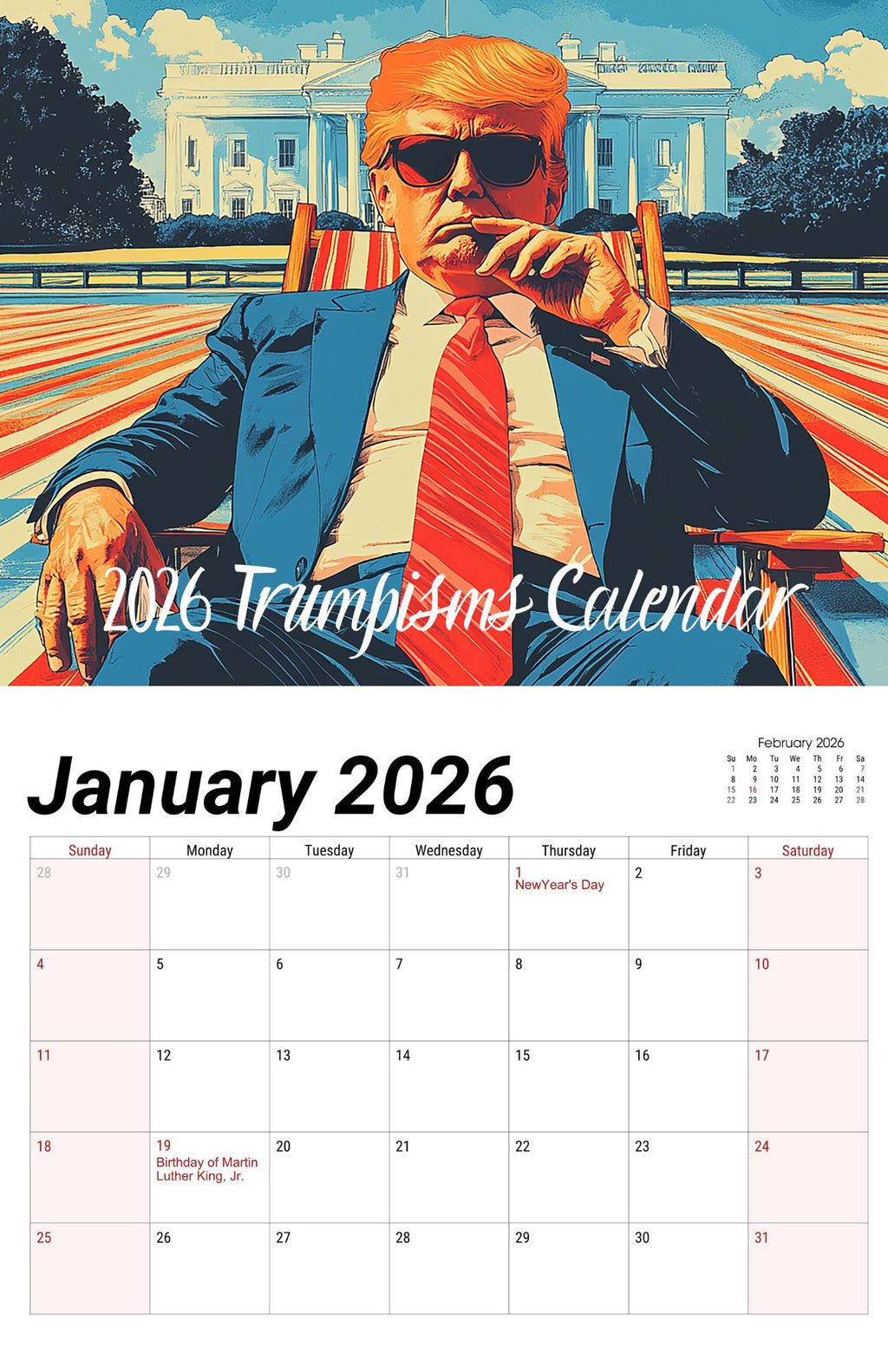 2026 Trumpism Wall Calendar – Patriotic America-First Calendar Featuring Donald Trump – 12-Month Political Gift – Made in USA