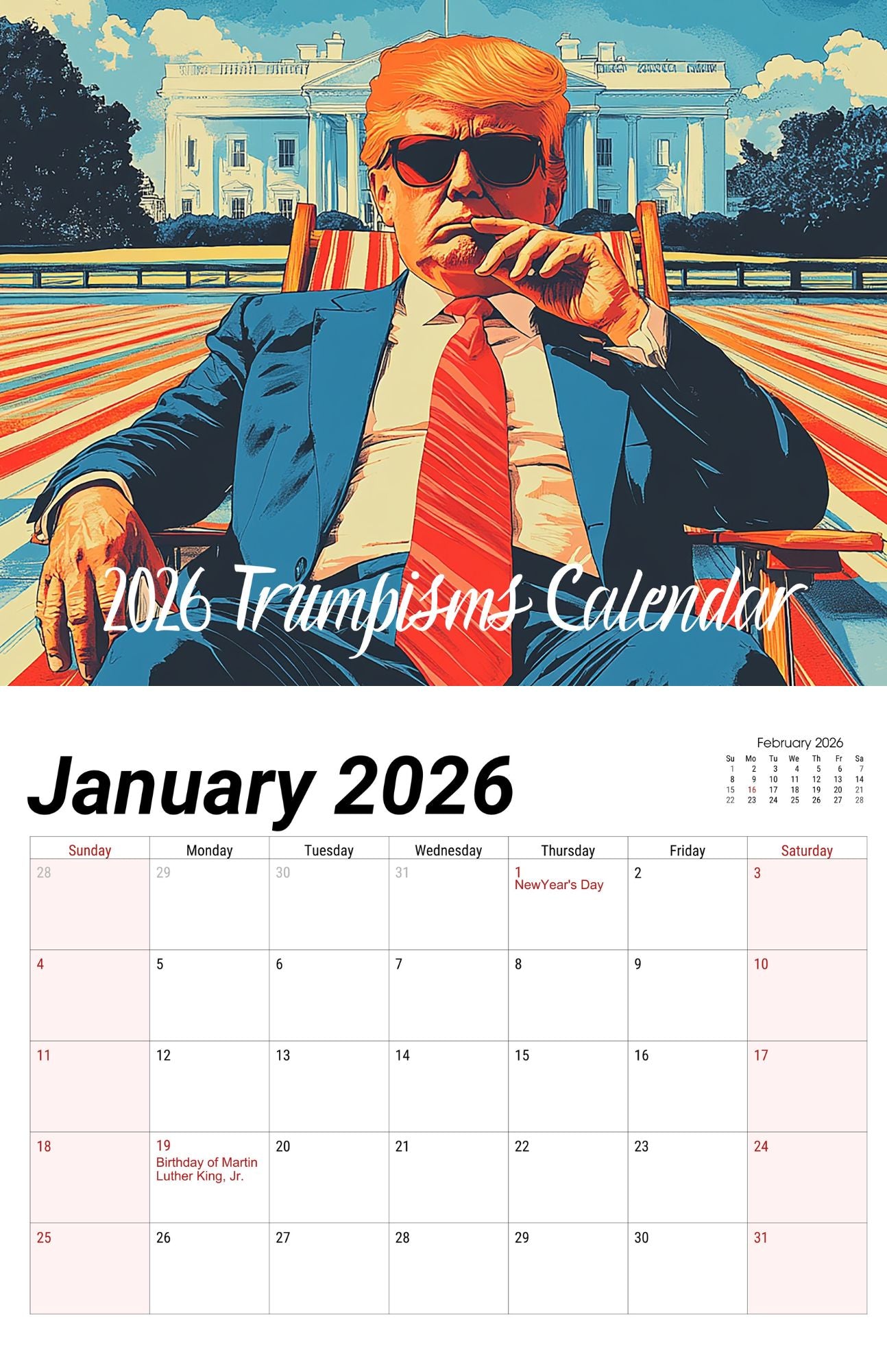 2026 Trumpism Wall Calendar – Patriotic America-First Calendar Featuring Donald Trump – 12-Month Political Gift – Made in USA